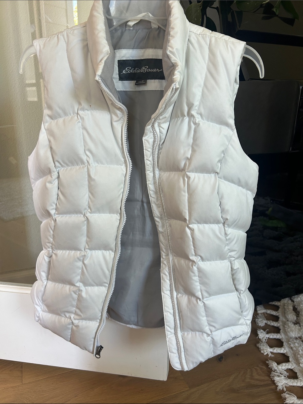 Eddie Bauer White Quilted Down-Style Vest